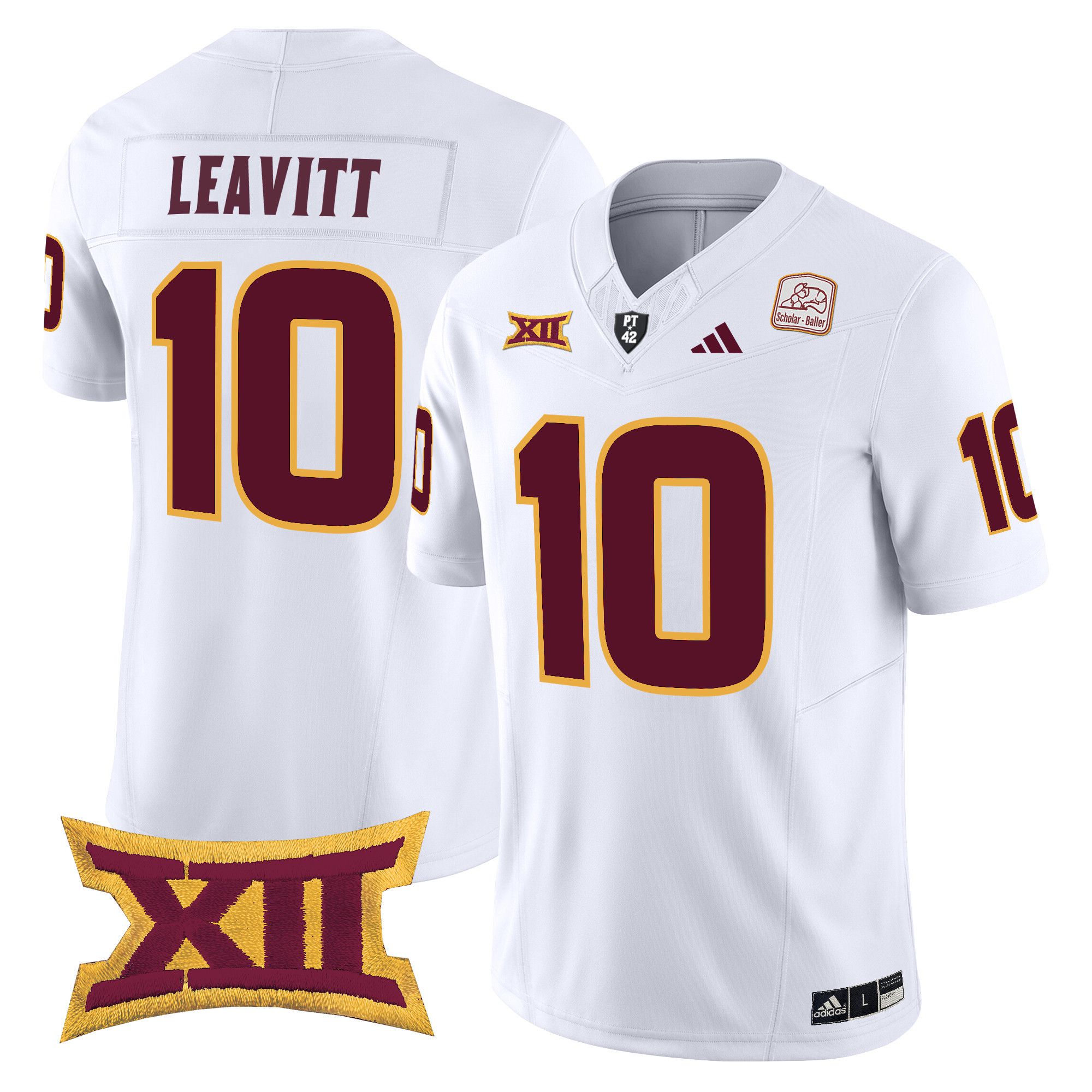 Men Arizona State Sun Devils #10 Leavitt White Red 2024 Vapor Limited NCAA Jersey->ncaa teams->NCAA Jersey